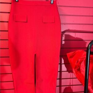 Red Bandage Midi Skirt